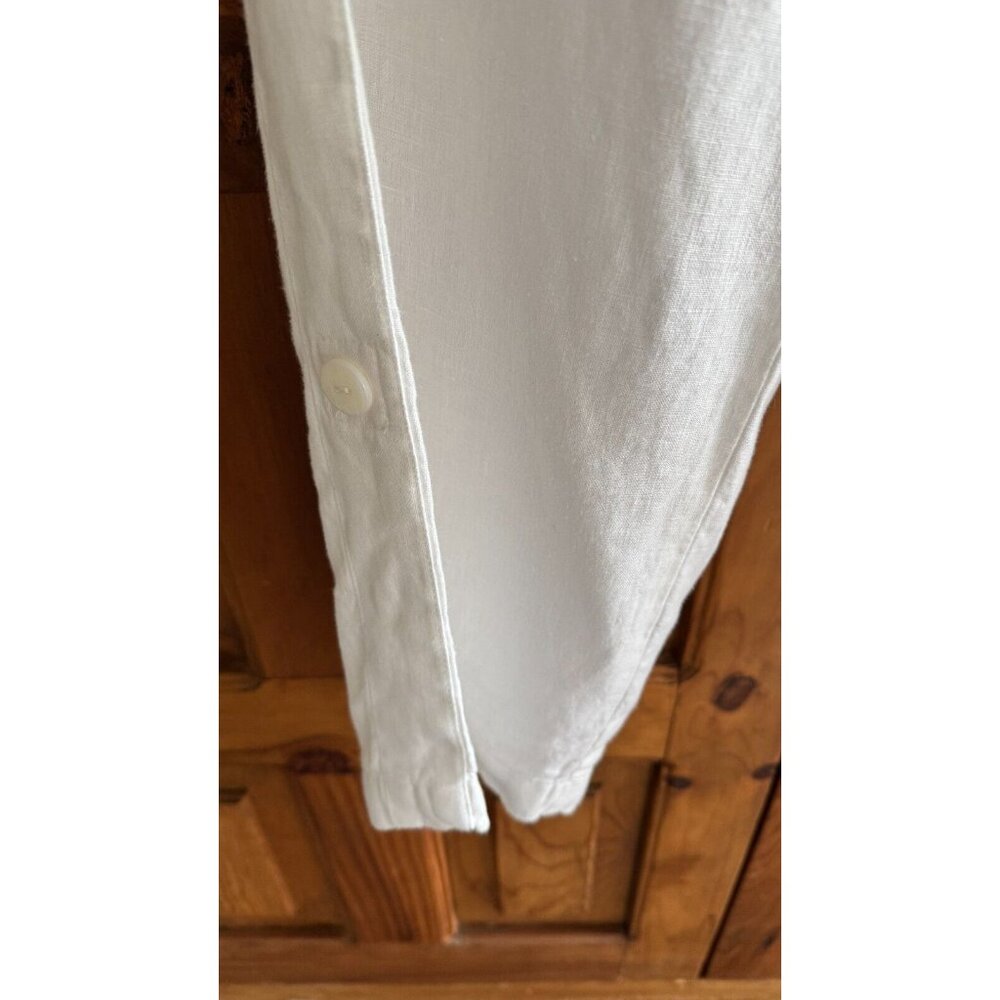 J Jill White 100% Linen Straight Leg Pants w/side button & roll tab Plus Size 1X - Picture 3 of 6